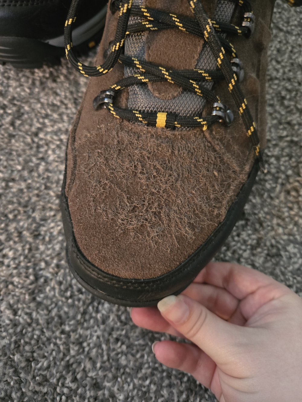 Skechers Men's Brown Suede Lace-Up Hiking Boot with Black & Yellow Accent Laces